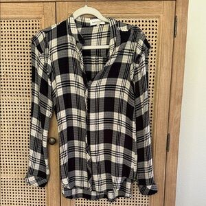 Bella Dahl Black & White Plaid Button-Front Women's Top